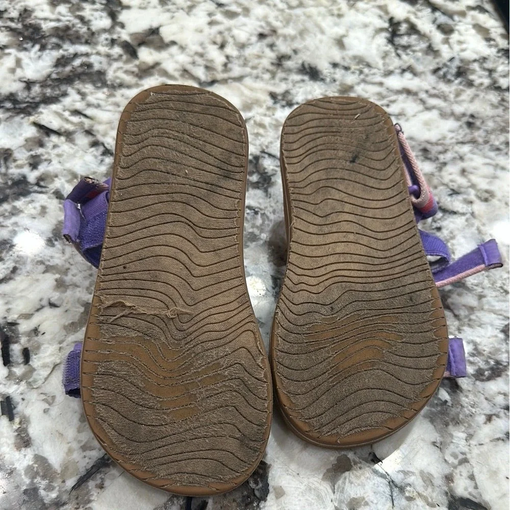Reef Little Ahi Convertible Sandals Kids‎ Size 2/3 Purple Pink Striped GUC